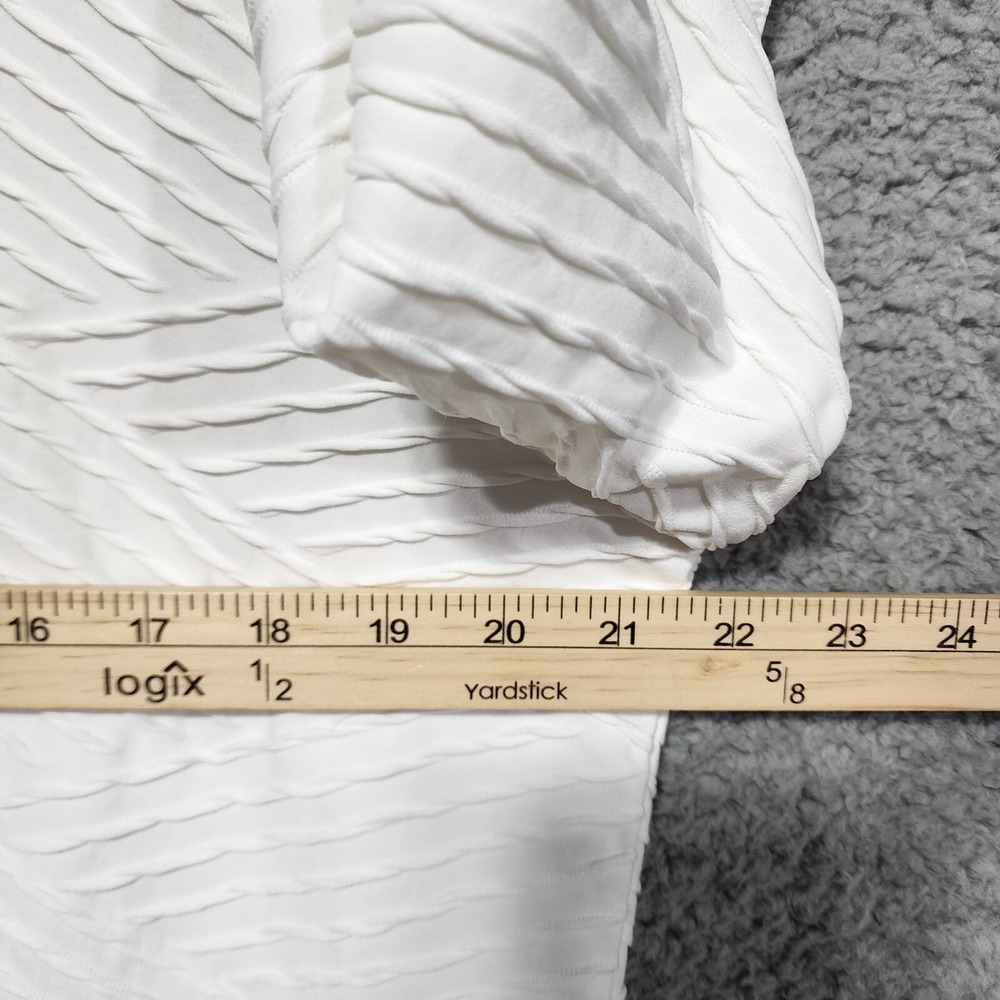 Chicos White Long Sleeve Button Up Shirt Size‎ 3 Ribbed Textured Stretch Comfort - Picture 5 of 7